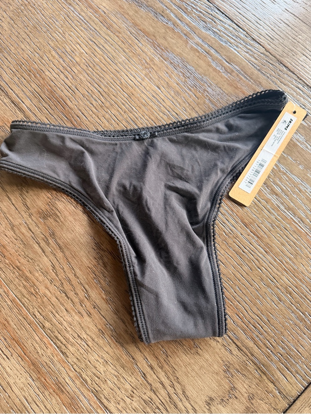 SKIMS Cotton-Blend Thong - Black